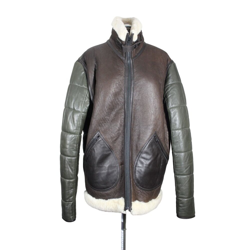 Men's Brown and Green Bomber Jacket